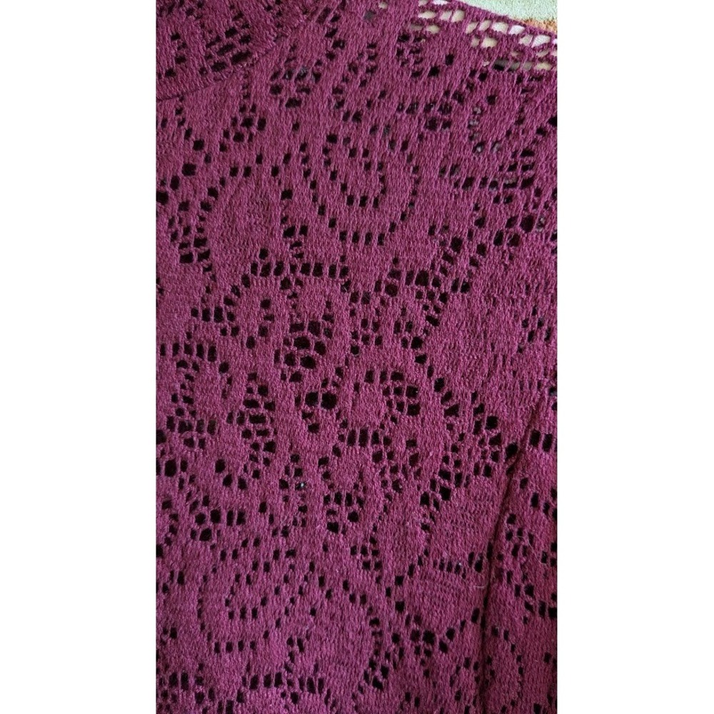 Betsey Johnson for Lew Magram Dress Vintage 2 Pc Slip & Lace Burgundy Trapese - Picture 5 of 15